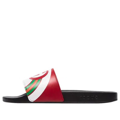 Gucci Logo Slide 'live Red' In Black