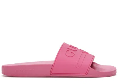 Pre-owned Gucci Logo Slide Rubber (women's) Sneakers In Pink