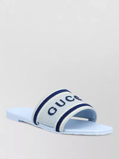 Gucci Logo Slide Sandal Open Toe Flat Sole In Multi
