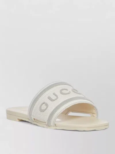 Gucci Logo Slide Sandal Open Toe Rubber Sole In White