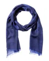 Gucci Logo Small Jacquard Wool & Silk-blend Scarf In Blue