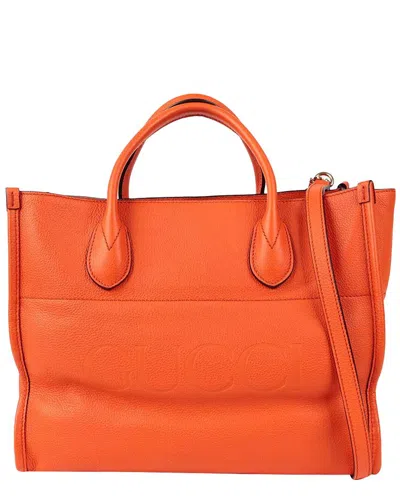 Gucci Logo Small Tote Shoulder Bag (authentic Pre-loved) In Orange