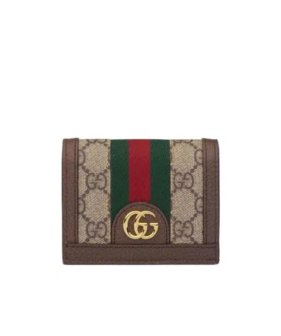 Gucci Logo Snap Wallet In Brown