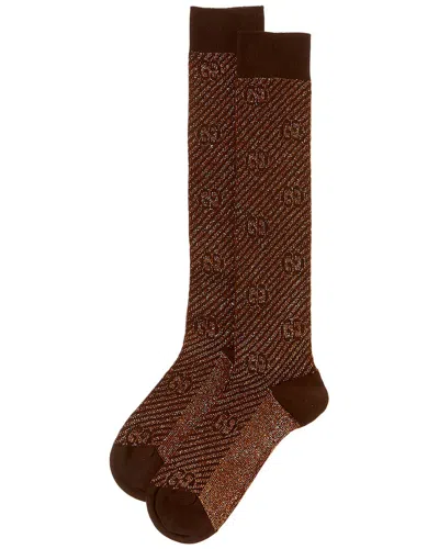 Gucci Logo Socks In Brown
