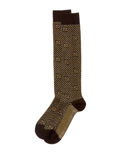 Gucci Logo Socks In Gold
