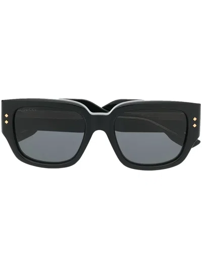 Gucci Logo Square-frame Sunglasses In Black