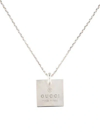Pre-owned Gucci Logo Square Pendant Necklace, 18.75" In Multicolor