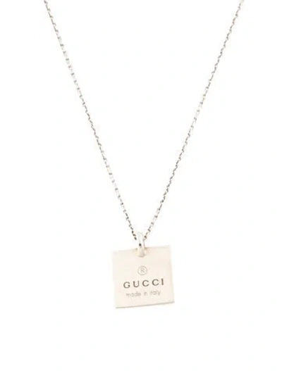 Pre-owned Gucci Logo Square Pendant Necklace, 19" In Multicolor