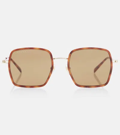 Gucci Logo Square Sunglasses In Brown