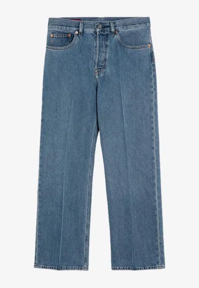 Gucci Logo Straight-leg Jeans In Blue
