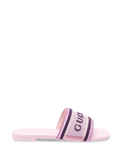 Gucci Logo Strap Flat Sandals In Pink