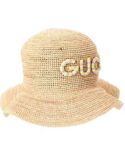 Gucci Logo Straw Hat In Brown