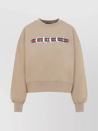 GUCCI LOGO STRIPE DETAIL COTTON SWEATSHIRT