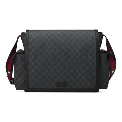 Gucci Logo Stripe Messenger Bag Gray Black