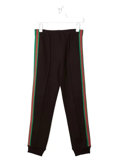 Gucci Kids' Logo Stripe Sweatpants In Brown