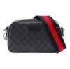 Gucci Logo Stripe Webbing Leather Shoulder Bag 'black Red'