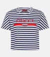 GUCCI LOGO STRIPED COTTON JERSEY T-SHIRT