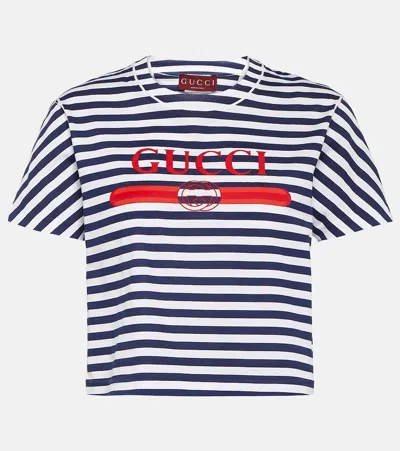 Gucci Printed Striped Cotton Jersey T-shirt In Multi