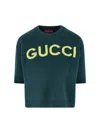 Gucci Women Wool Sweater With Frontal Logo Embroidery In Green
