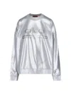 Gucci Laminated Cotton Silver Sweatshirt With Logo In Gray