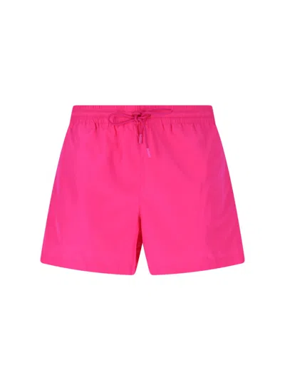 Gucci Logo Swim Shorts In Pink