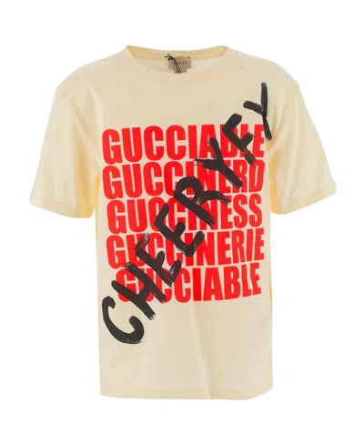 Gucci Logo T-shirt In Nude