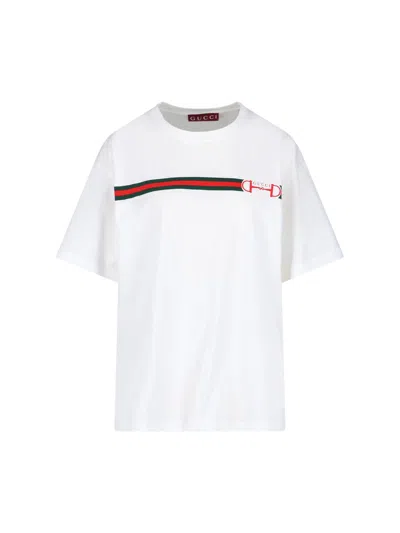 Gucci Logo Printed Crewneck T-shirt In White