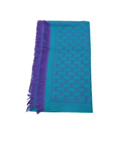 Gucci Logo Tassel Scarf In Blue