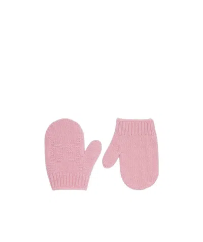 Gucci Logo-texture Knit Gloves In Pink