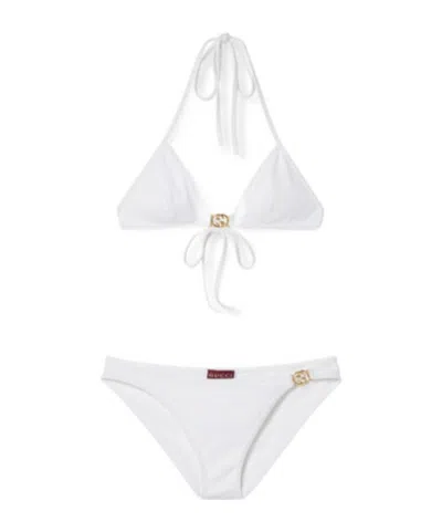 Gucci Logo Two-piece Swimsuit In White