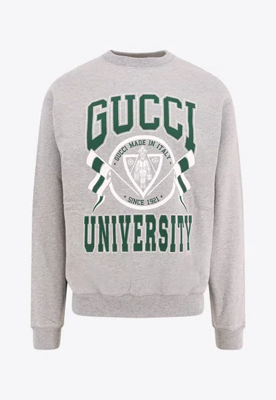 Gucci Logo University Printed Jersey Sweatshirt In Gray