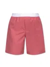 Gucci Logo Waistband Wool Shorts In Pink