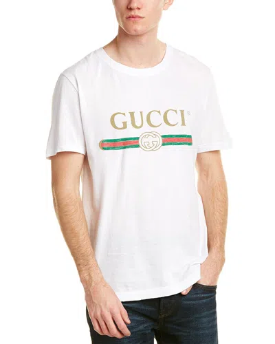 Gucci Kids'  Logo Washed Cotton T-shirt In Yellow