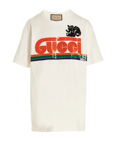 Gucci Logo Weasel Embroidered Cotton T-shirt In White