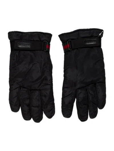 Pre-owned Gucci Logo Winter Gloves In Black