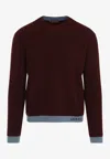 Gucci Crew Neck Knit Sweater In Bordeaux