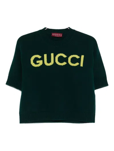Gucci Logo Wool Sweater In Green