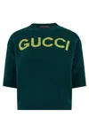 Gucci Women Wool Sweater With Frontal Logo Embroidery In Green
