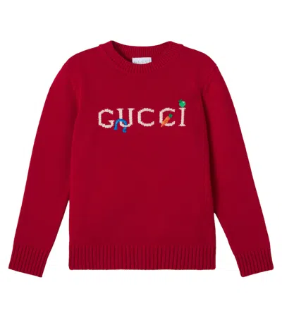 Gucci Kids' Logo Wool Sweater In Brown