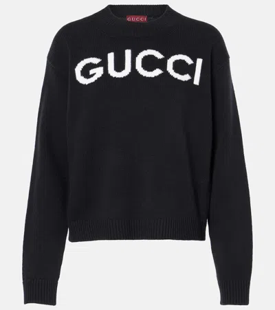 Gucci Black Embroidered Logo Sweater
