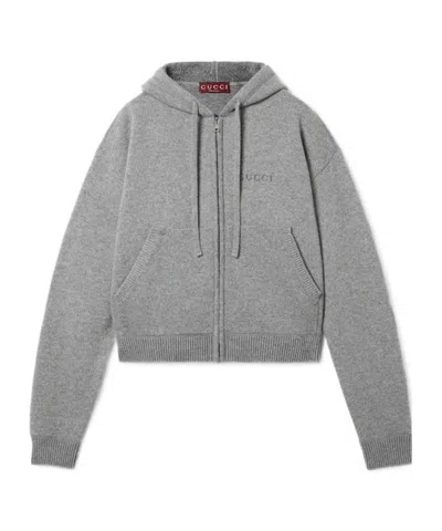 Gucci Logo Zip-up Sweatshirt In Gray
