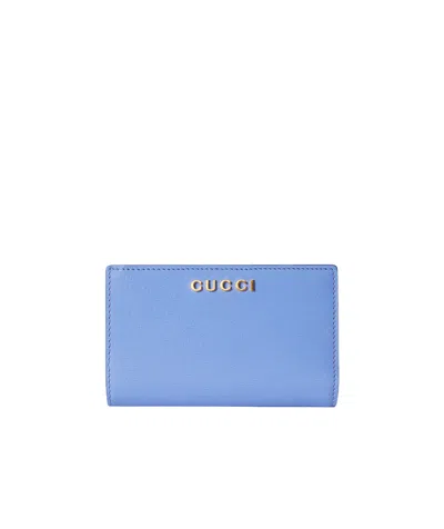 Gucci Logo Zipper Wallet In Blue