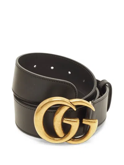 Pre-owned Gucci Logo-buckle Belt In Black