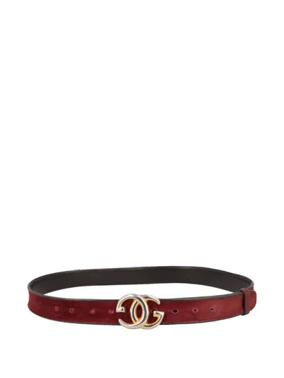 Pre-owned Gucci Logo-buckle Belt In Red