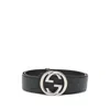 Gucci Logo-buckle Patterned Belt In Metallic