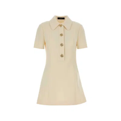 Gucci Logo-button A-line Mini Dress In Neutral
