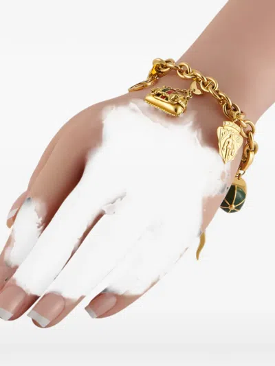 Pre-owned Gucci Logo-charm Bracelet In Gold