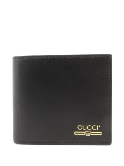 Pre-owned Gucci Logo-detail Leather Wallet In Black
