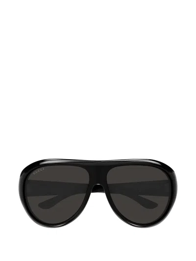 Gucci Logo-detail Pilot-frame Sunglasses In Black