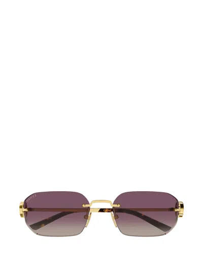 Gucci Logo-detail Rectangle-frame Sunglasses In Multi